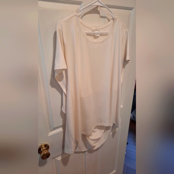 Athleta Blouse Womans 3X Cream Colored Open Back Short Sleeve Classic Casual - Picture 4 of 13
